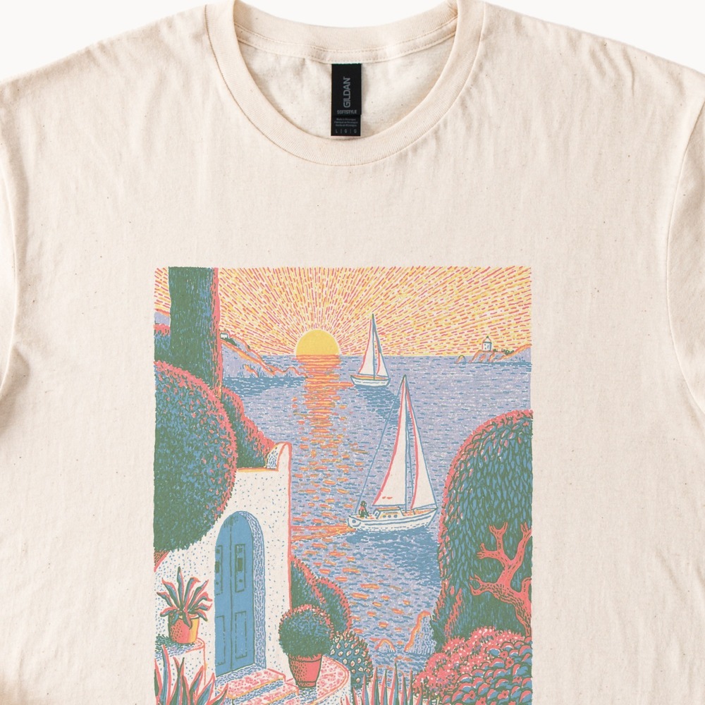Boho Nautical Art Shirt Sunset Sailboats